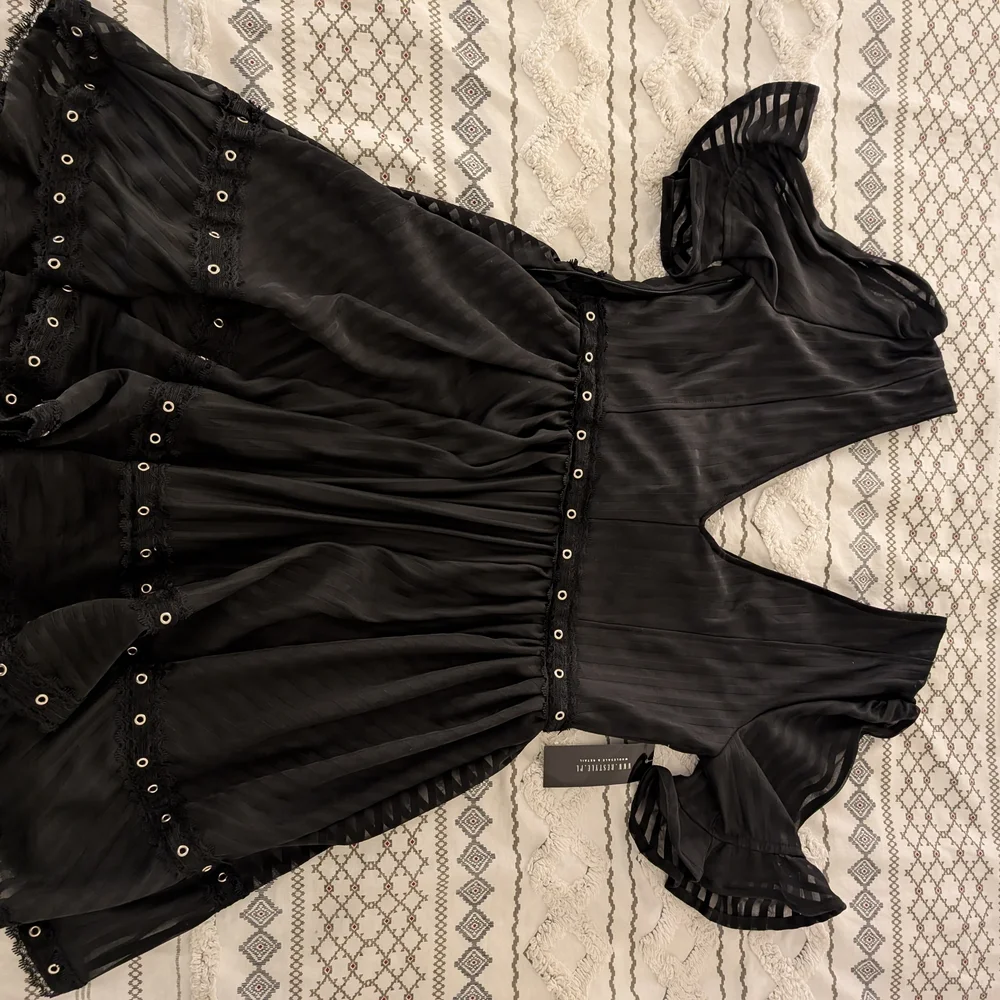 Black Mini Dress with Eyelet Details - Picture 5 of 6